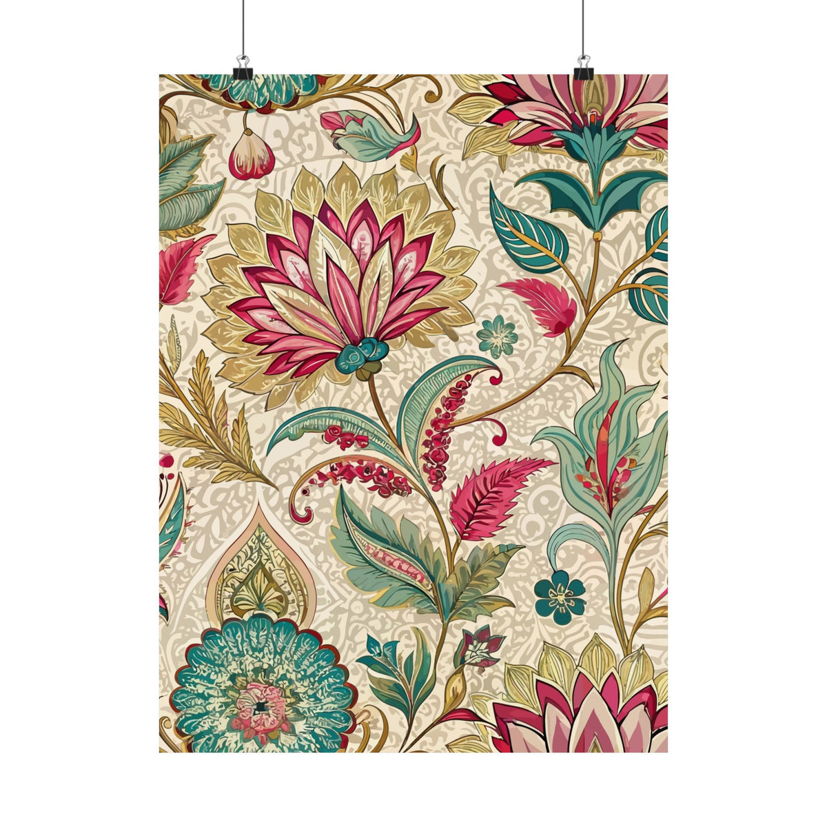 Folk Floral Pattern, Indian Inspired 04 - 18 in x 24 in Matte Poster