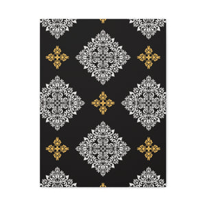 Damask Pattern 032 - 18 in x 24 in Matte Canvas, Stretched, 1.25 in