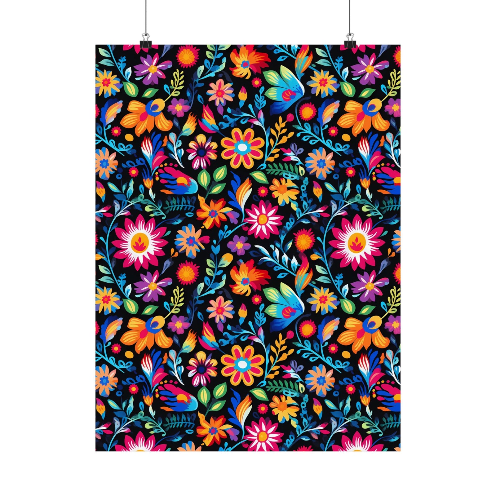 Mexican Floral Fiesta Pattern 053 - 18 in x 24 in Matte Poster