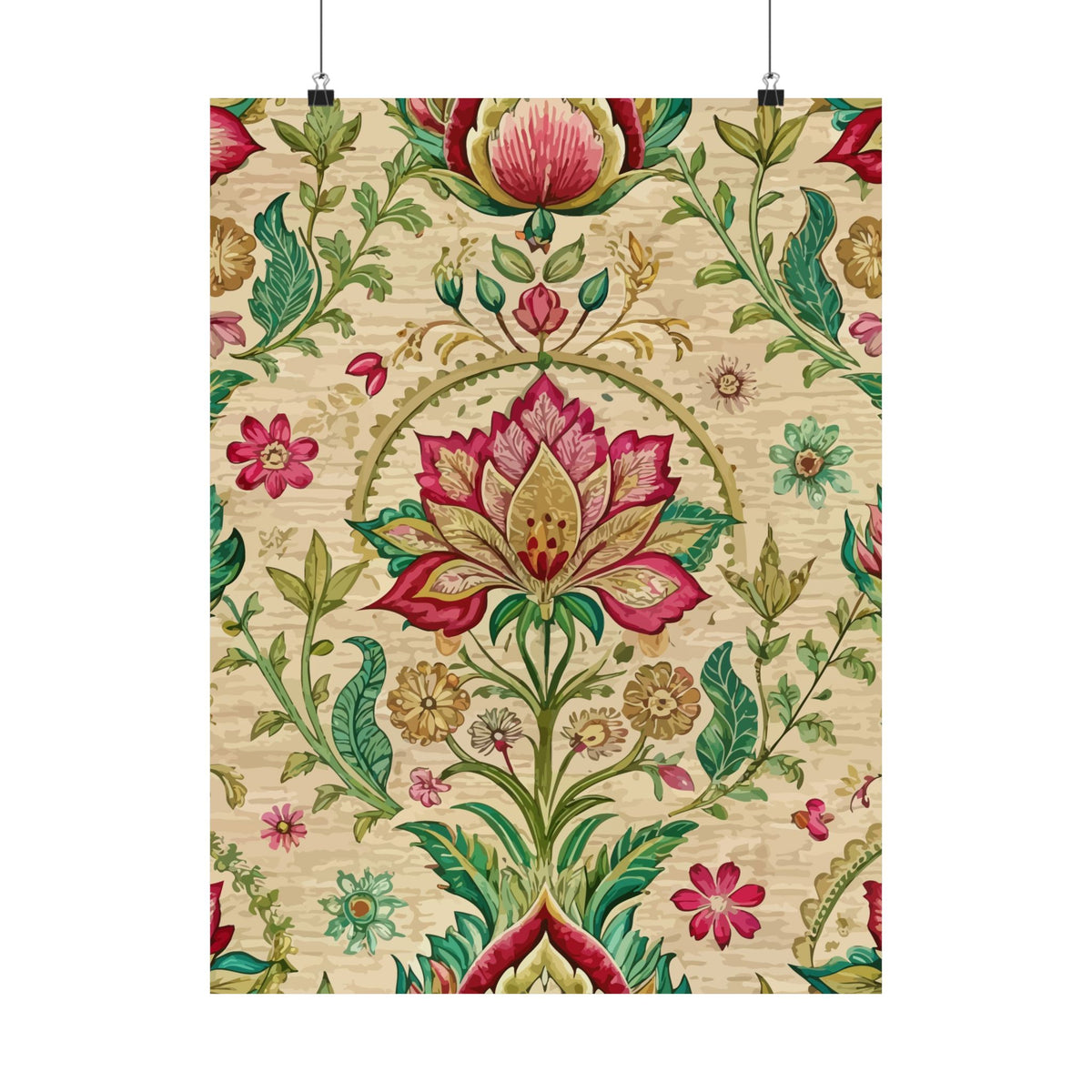 Folk Floral Pattern, Indian Inspired 02 - 18 in x 24 in Matte Poster