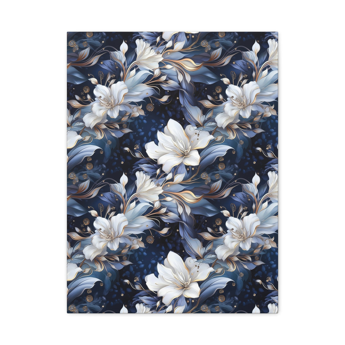 Nocturnal Bloom Pattern 005 - 18 in x 24 in Matte Canvas, Stretched, 1.25 in