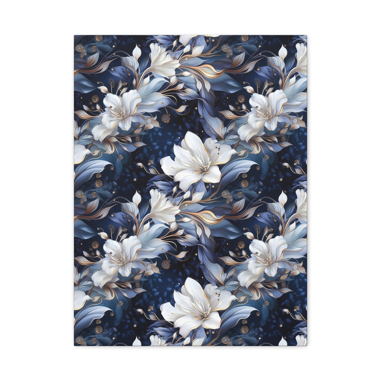 Nocturnal Bloom Pattern 005 - 18 in x 24 in Matte Canvas, Stretched, 1.25 in