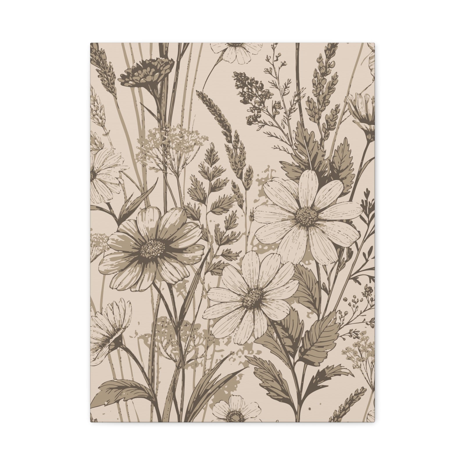 Wildflowers Pattern 103 - 18 in x 24 in Matte Canvas, Stretched, 1.25 in