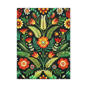 Folk Floral Pattern, Polish Inspired 02 - 18 in x 24 in Matte Canvas, Stretched, 1.25 in