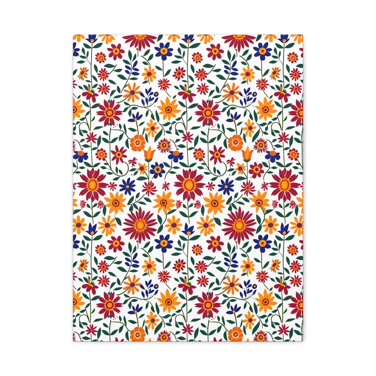 Mexican Floral Fiesta Pattern 017 - 18 in x 24 in Matte Canvas, Stretched, 1.25 in