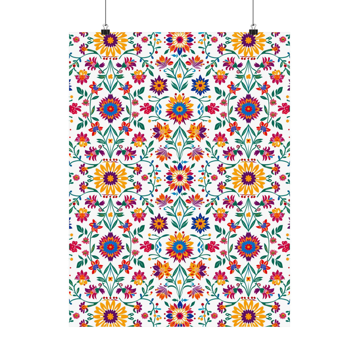 Mexican Floral Fiesta Pattern 027 - 18 in x 24 in Matte Poster