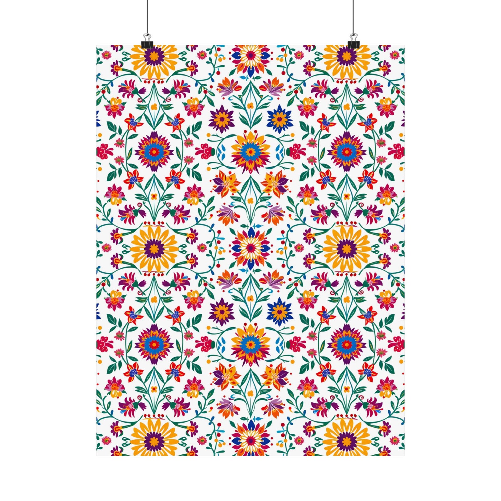 Mexican Floral Fiesta Pattern 027 - 18 in x 24 in Matte Poster