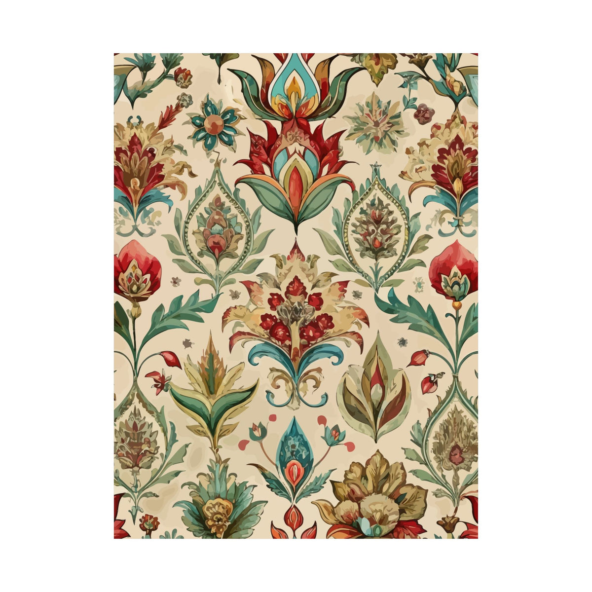 Folk Floral Pattern, Mughal Inspired 04 - 18 in x 24 in Matte Poster