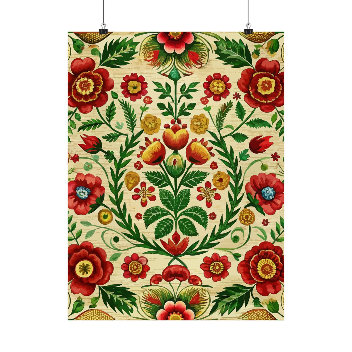 Folk Floral Pattern, Romanian Inspired 06 - 18 in x 24 in Matte Poster