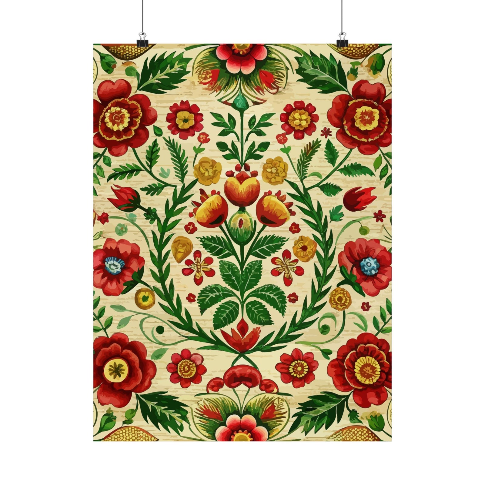 Folk Floral Pattern, Romanian Inspired 06 - 18 in x 24 in Matte Poster