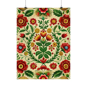 Folk Floral Pattern, Romanian Inspired 06 - 18 in x 24 in Matte Poster