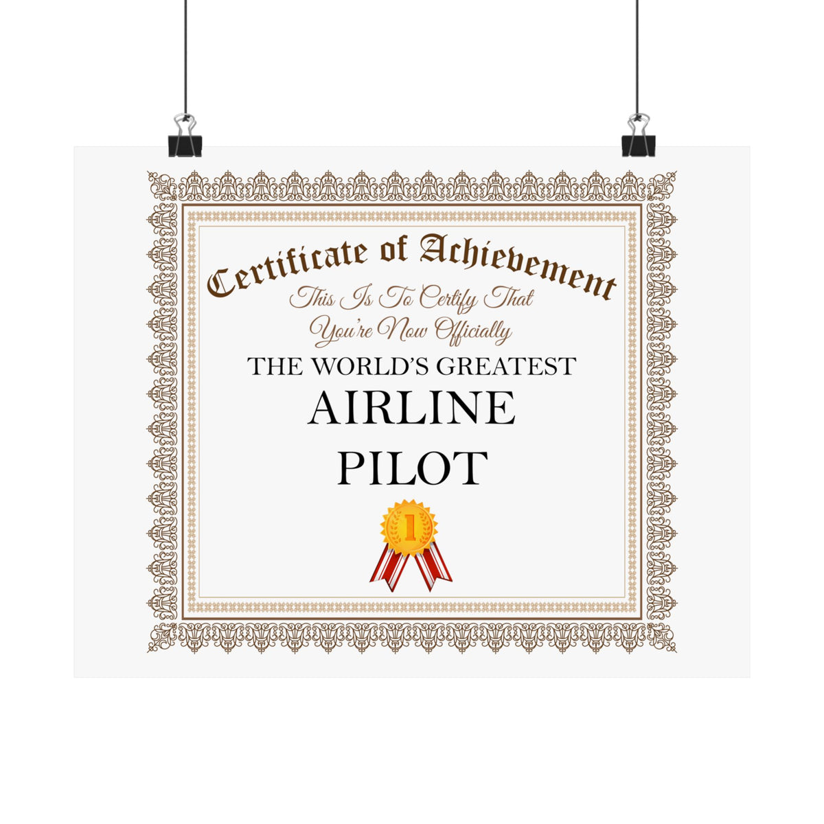 World's Greatest Airline Pilot - 14 in x 11 in Matte Poster