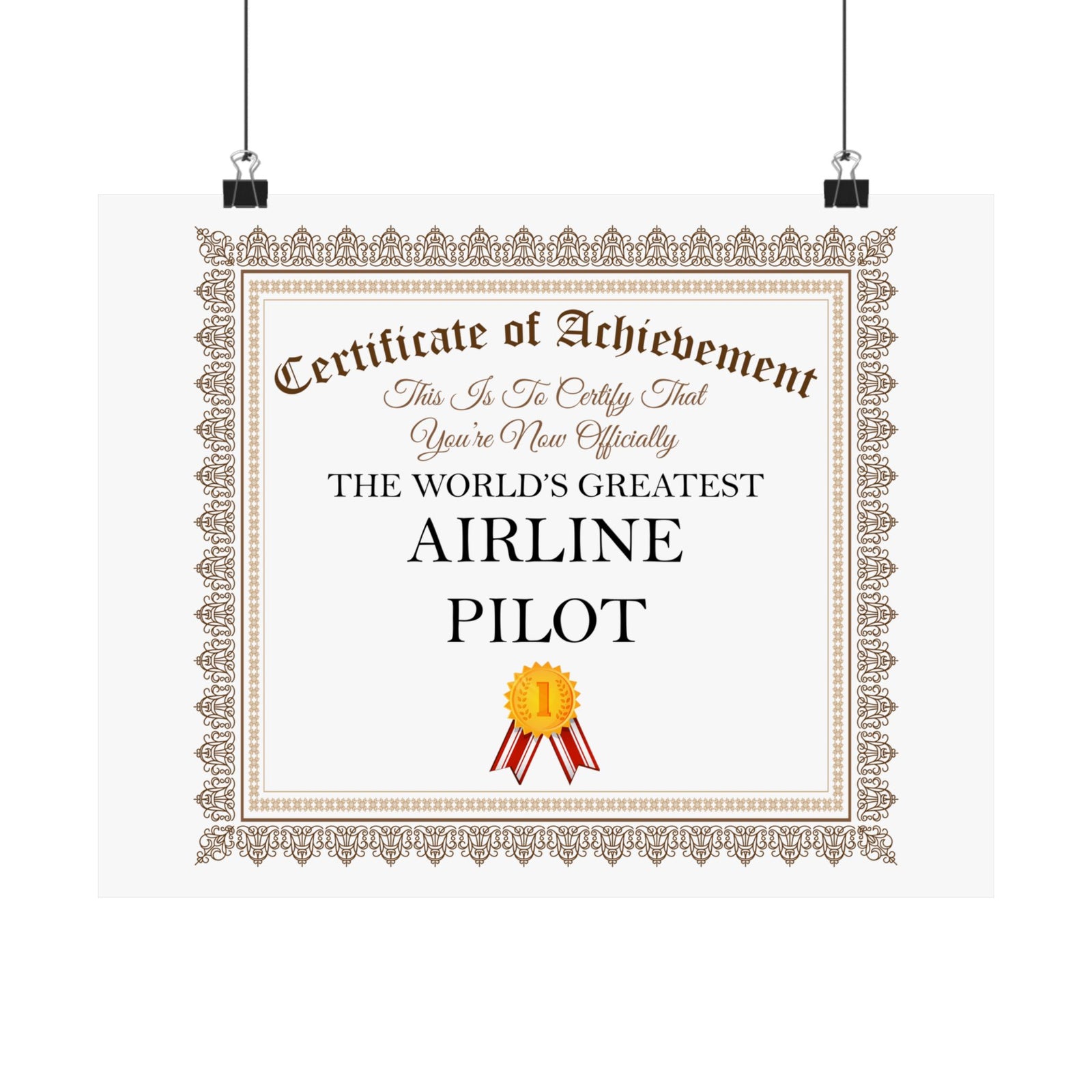 World's Greatest Airline Pilot - 14 in x 11 in Matte Poster