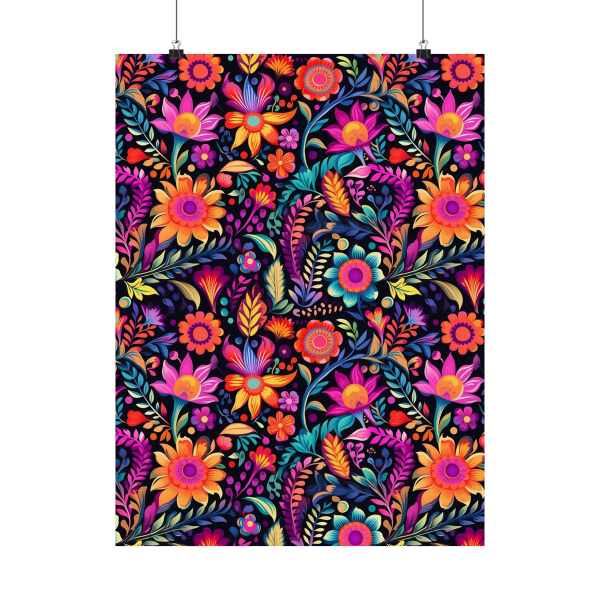 Mexican Floral Fiesta Pattern 059 - 18 in x 24 in Matte Poster