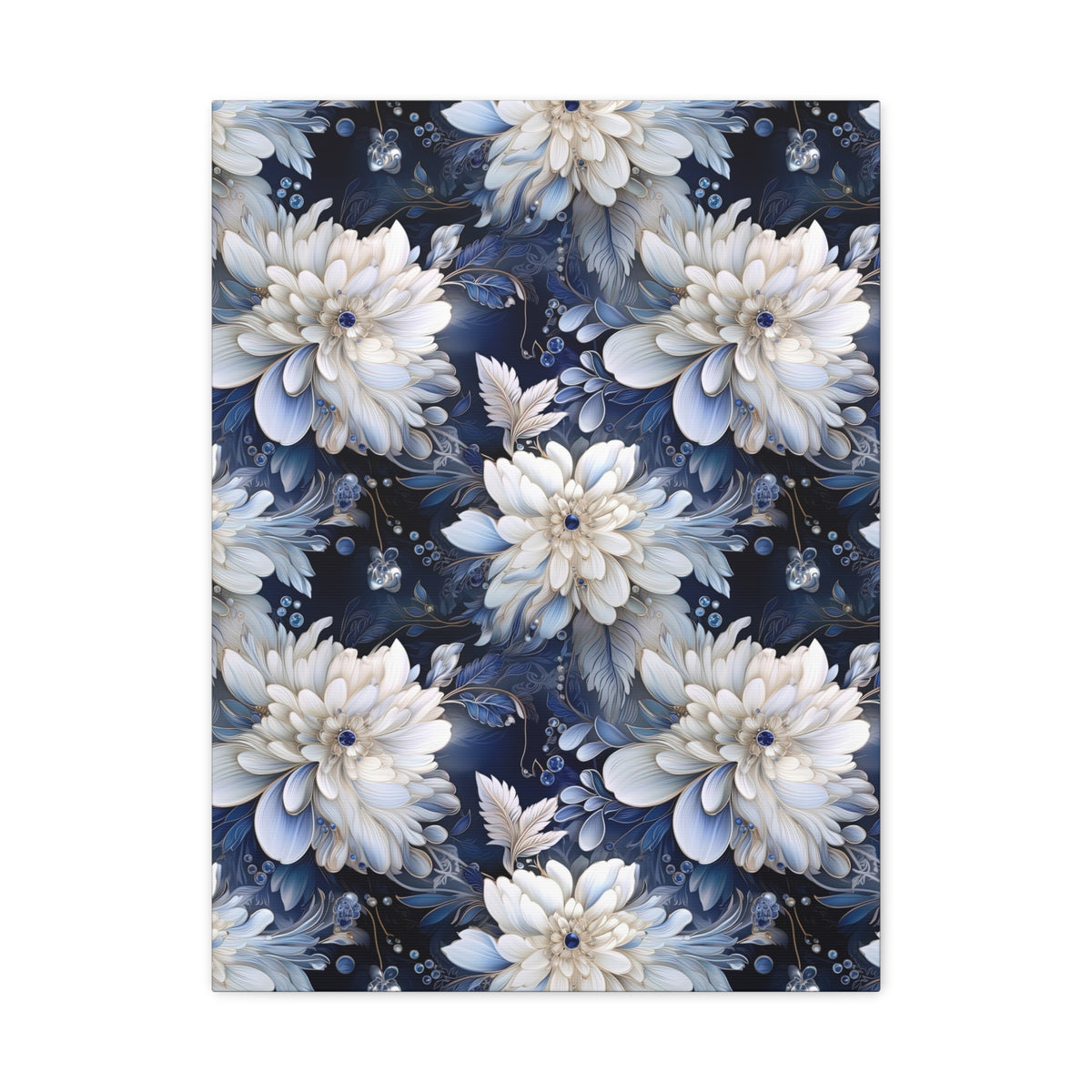 Nocturnal Bloom Pattern 009 - 18 in x 24 in Matte Canvas, Stretched, 1.25 in