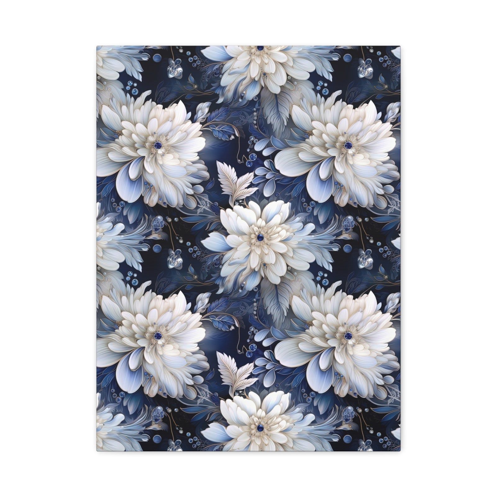 Nocturnal Bloom Pattern 009 - 18 in x 24 in Matte Canvas, Stretched, 1.25 in
