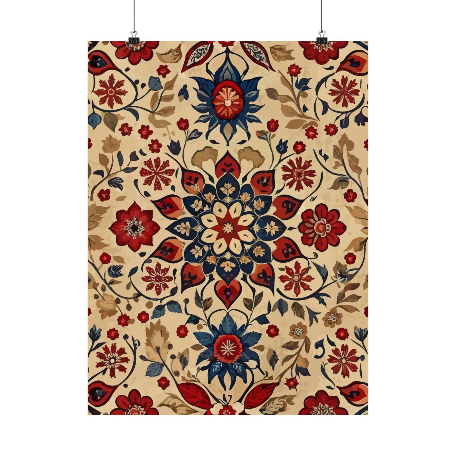 Folk Floral Pattern, Moroccan Inspired 09 - 18 in x 24 in Matte Poster