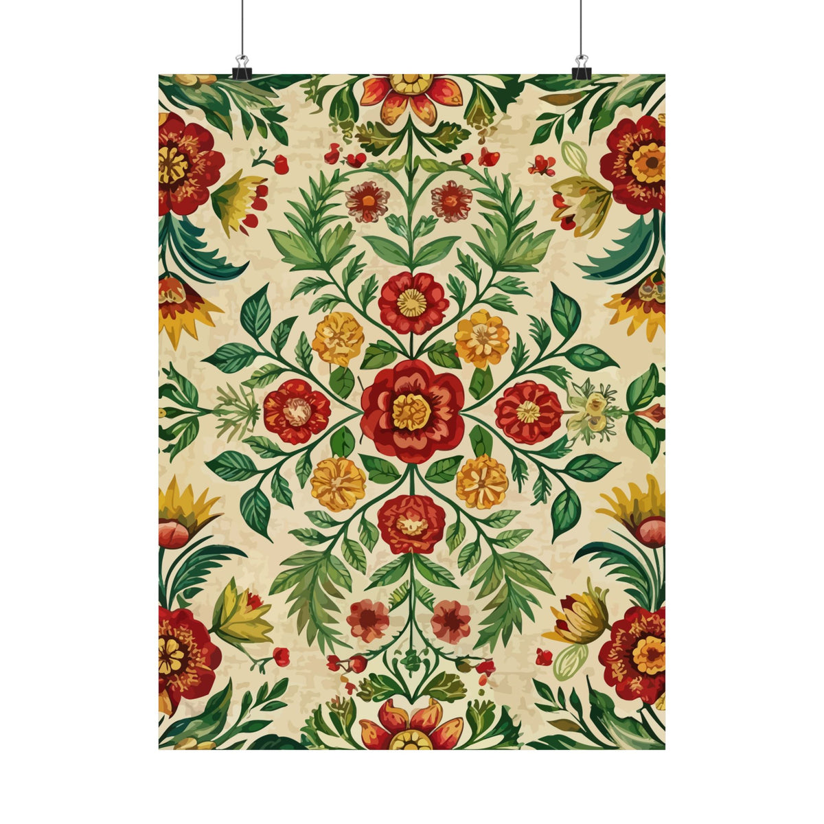 Folk Floral Pattern, Romanian Inspired 05 - 18 in x 24 in Matte Poster