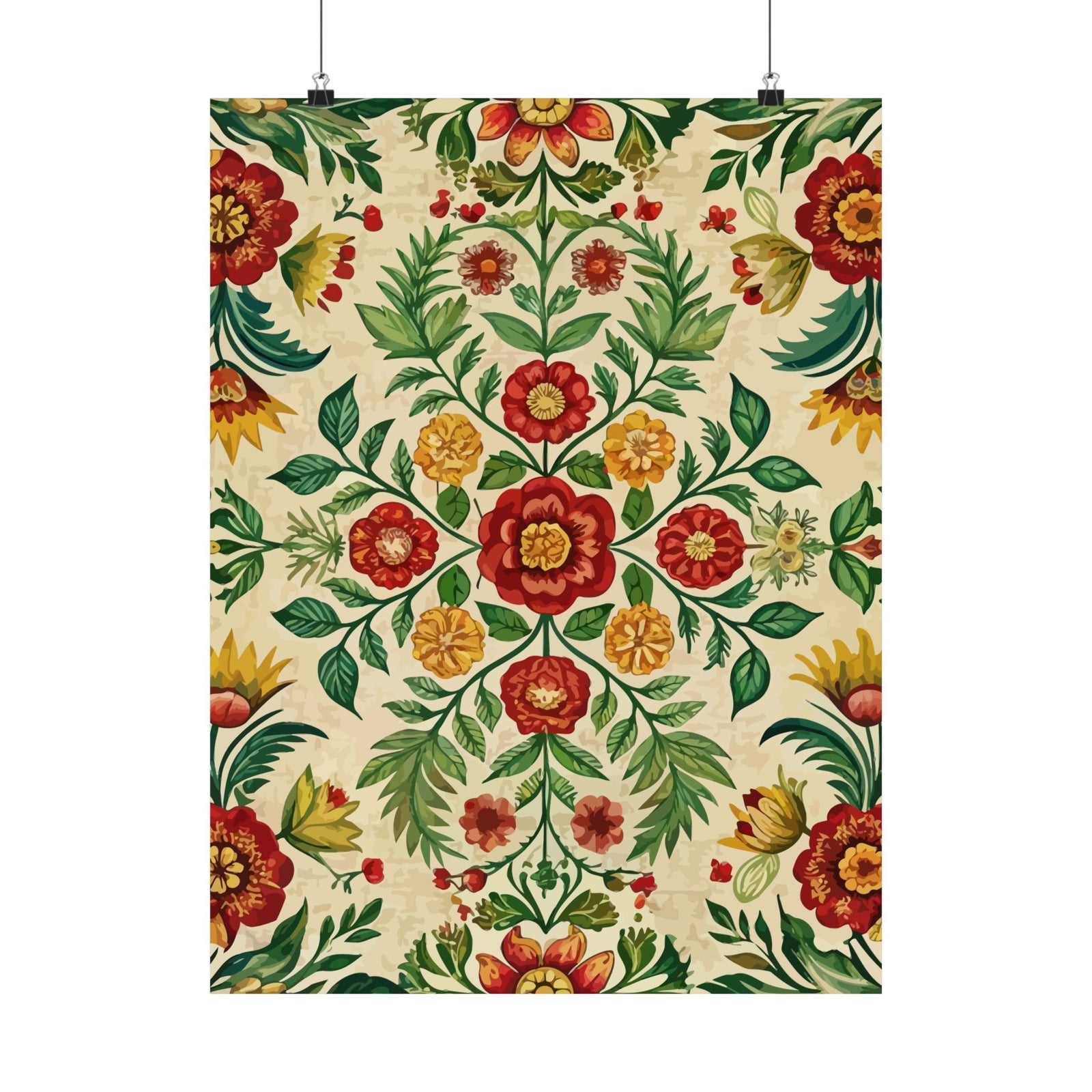 Folk Floral Pattern, Romanian Inspired 05 - 18 in x 24 in Matte Poster