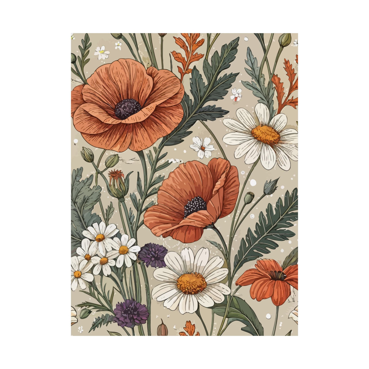 Wildflowers Pattern 022 - 18 in x 24 in Matte Poster