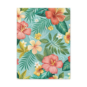 Folk Floral Pattern, Hawaiian Inspired 01 - 18 in x 24 in Matte Canvas, Stretched, 1.25 in