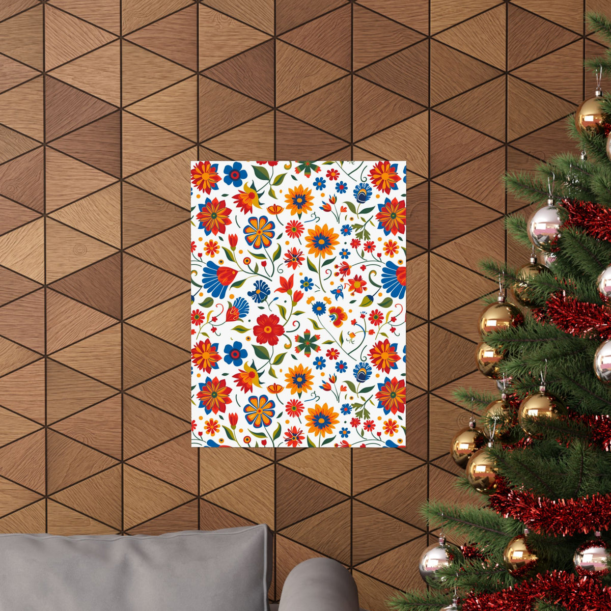 Mexican Floral Fiesta Pattern 014 - 18 in x 24 in Matte Poster
