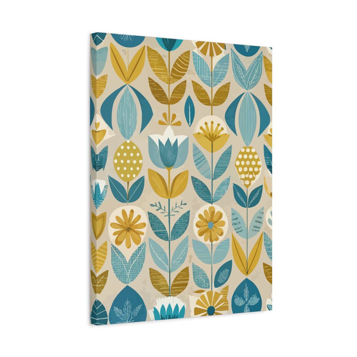 Folk Floral Pattern, Scandinavian Inspired 06 - 18 in x 24 in Matte Canvas, Stretched, 1.25 in