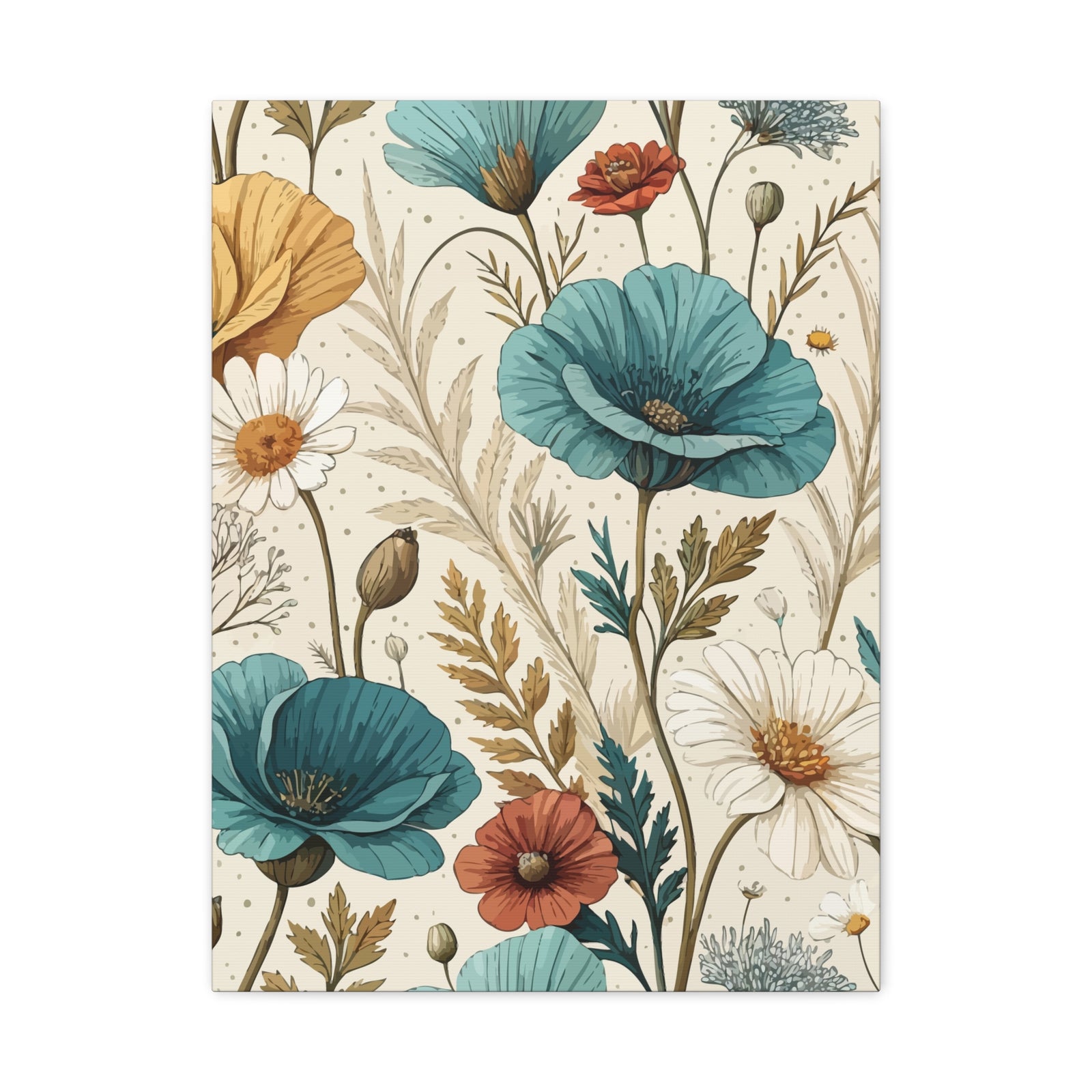 Wildflowers Pattern 074 - 18 in x 24 in Matte Canvas, Stretched, 1.25 in