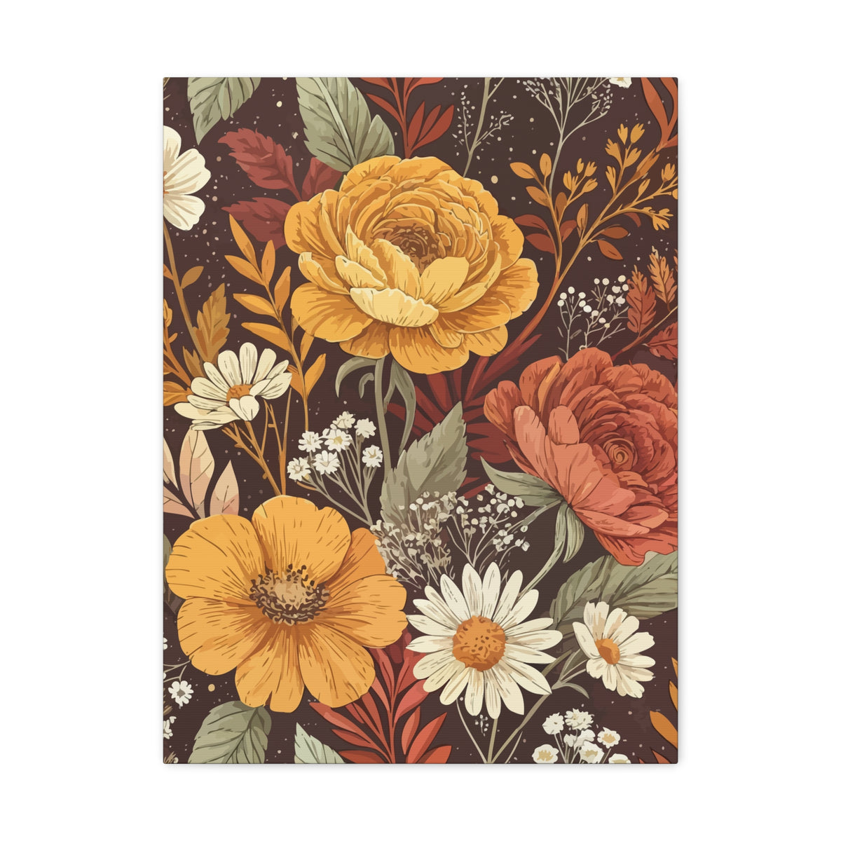 Wildflowers Pattern 026 - 18 in x 24 in Matte Canvas, Stretched, 1.25 in