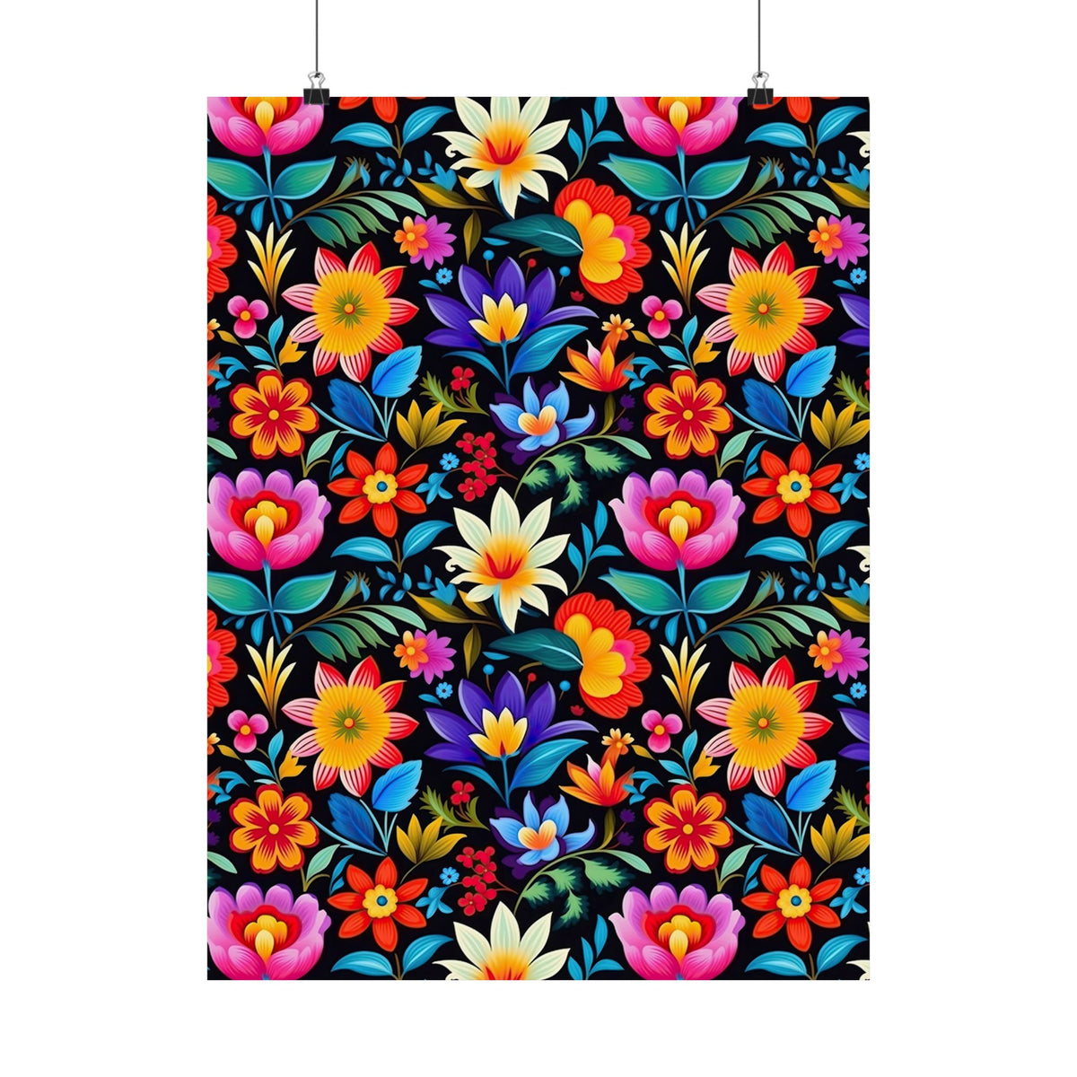 Mexican Floral Fiesta Pattern 036 - 18 in x 24 in Matte Poster