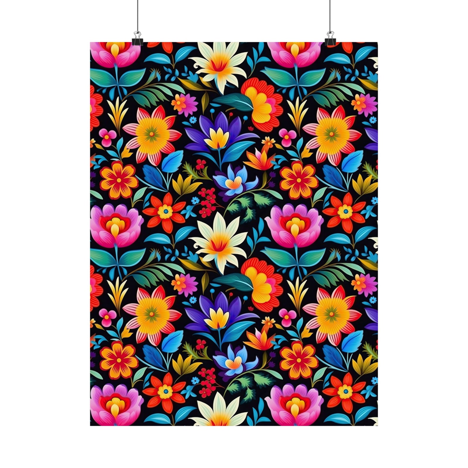 Mexican Floral Fiesta Pattern 036 - 18 in x 24 in Matte Poster