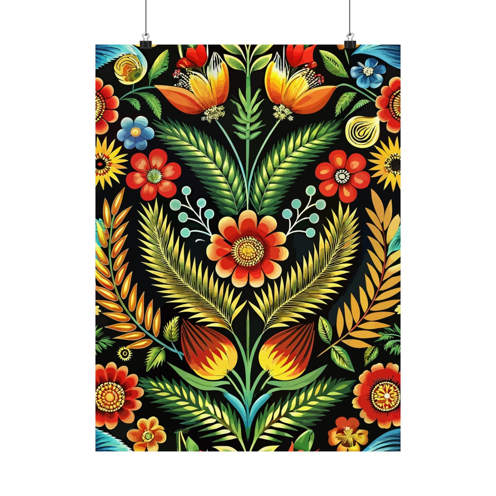 Folk Floral Pattern, Polish Inspired 01 - 18 in x 24 in Matte Poster