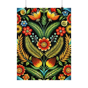 Folk Floral Pattern, Polish Inspired 01 - 18 in x 24 in Matte Poster