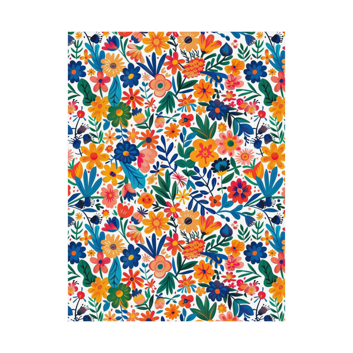 Mexican Floral Fiesta Pattern 010 - 18 in x 24 in Matte Poster