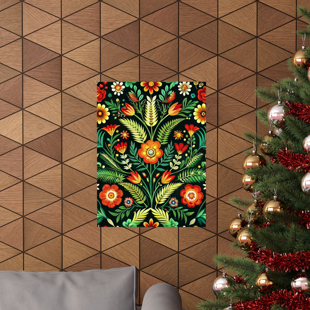 Folk Floral Pattern, Polish Inspired 02 - 18 in x 24 in Matte Poster