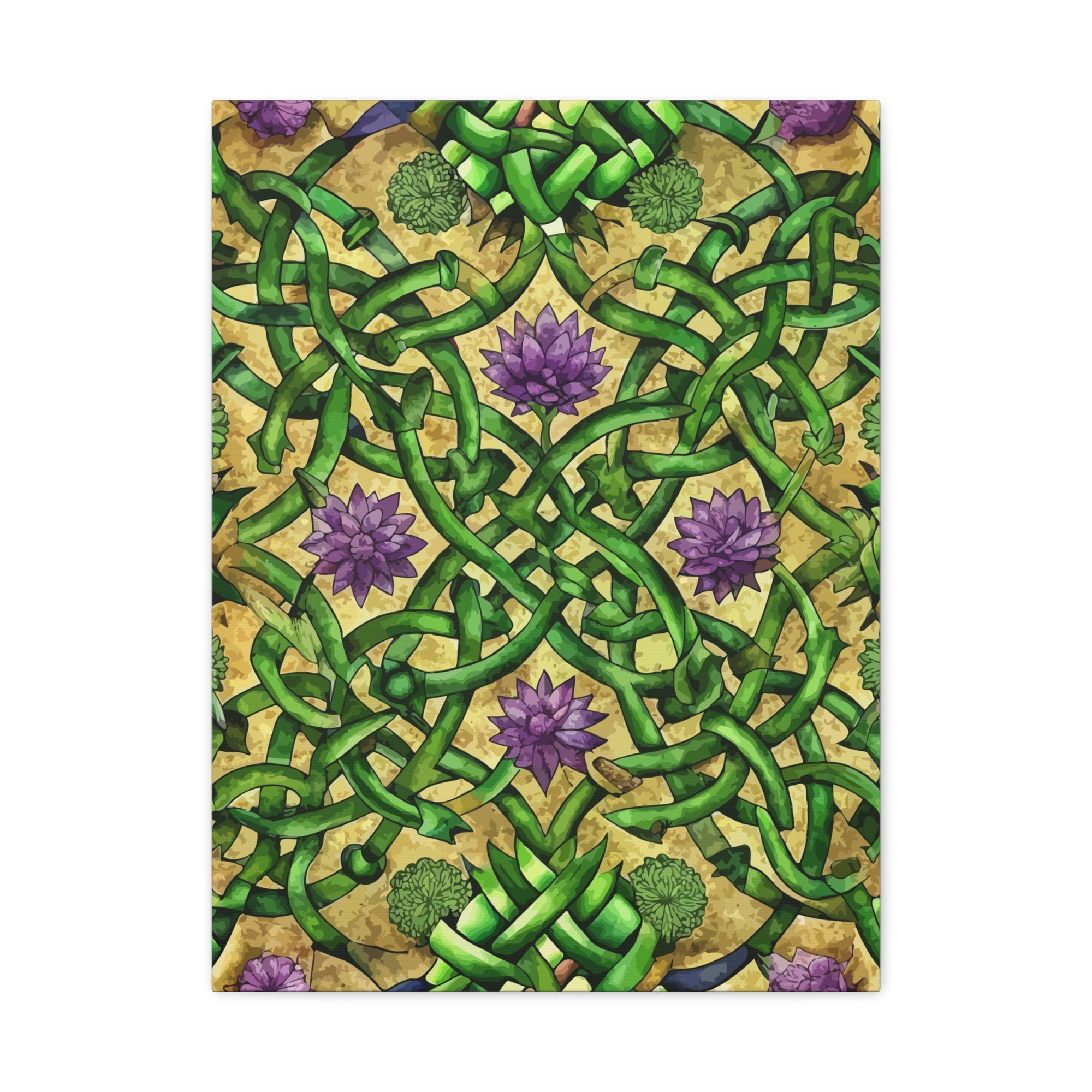 Folk Floral Pattern, Celtic Inspired 06 - 18 in x 24 in Matte Canvas, Stretched, 1.25 in