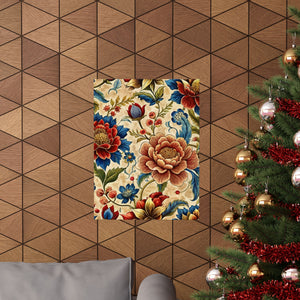 Folk Floral Pattern, Mongolian Inspired 01 - 18 in x 24 in Matte Poster