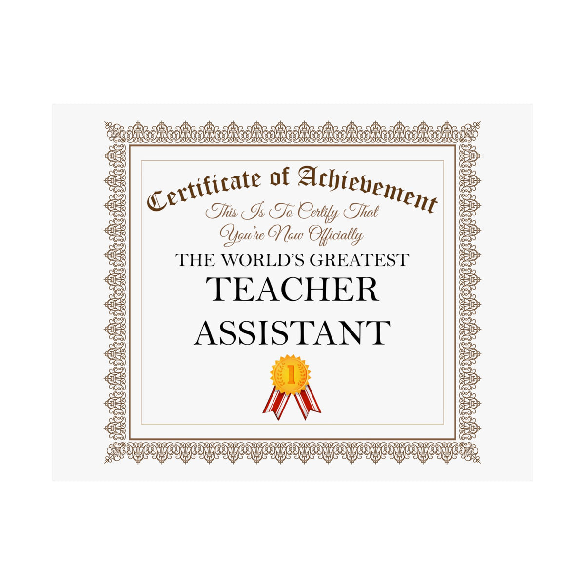 World's Greatest Teacher Assistant - 14 in x 11 in Matte Poster
