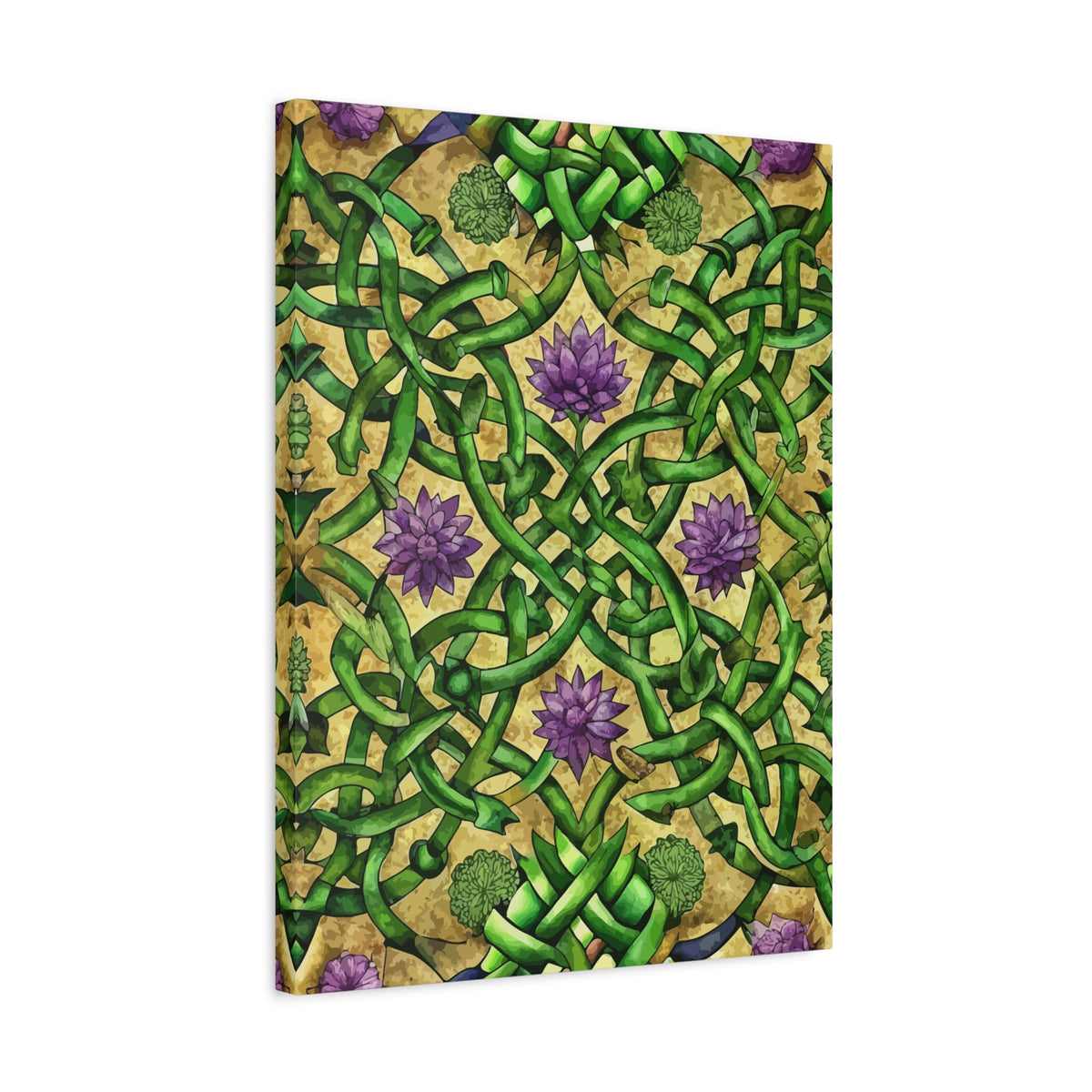 Folk Floral Pattern, Celtic Inspired 06 - 18 in x 24 in Matte Canvas, Stretched, 1.25 in