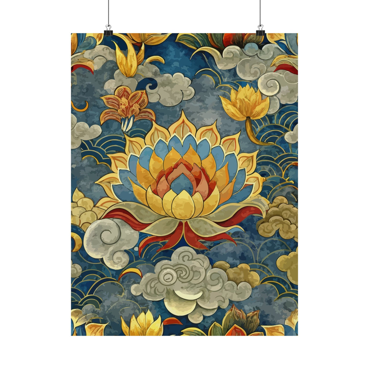Folk Floral Pattern, Tibetan Inspired 01 - 18 in x 24 in Matte Poster