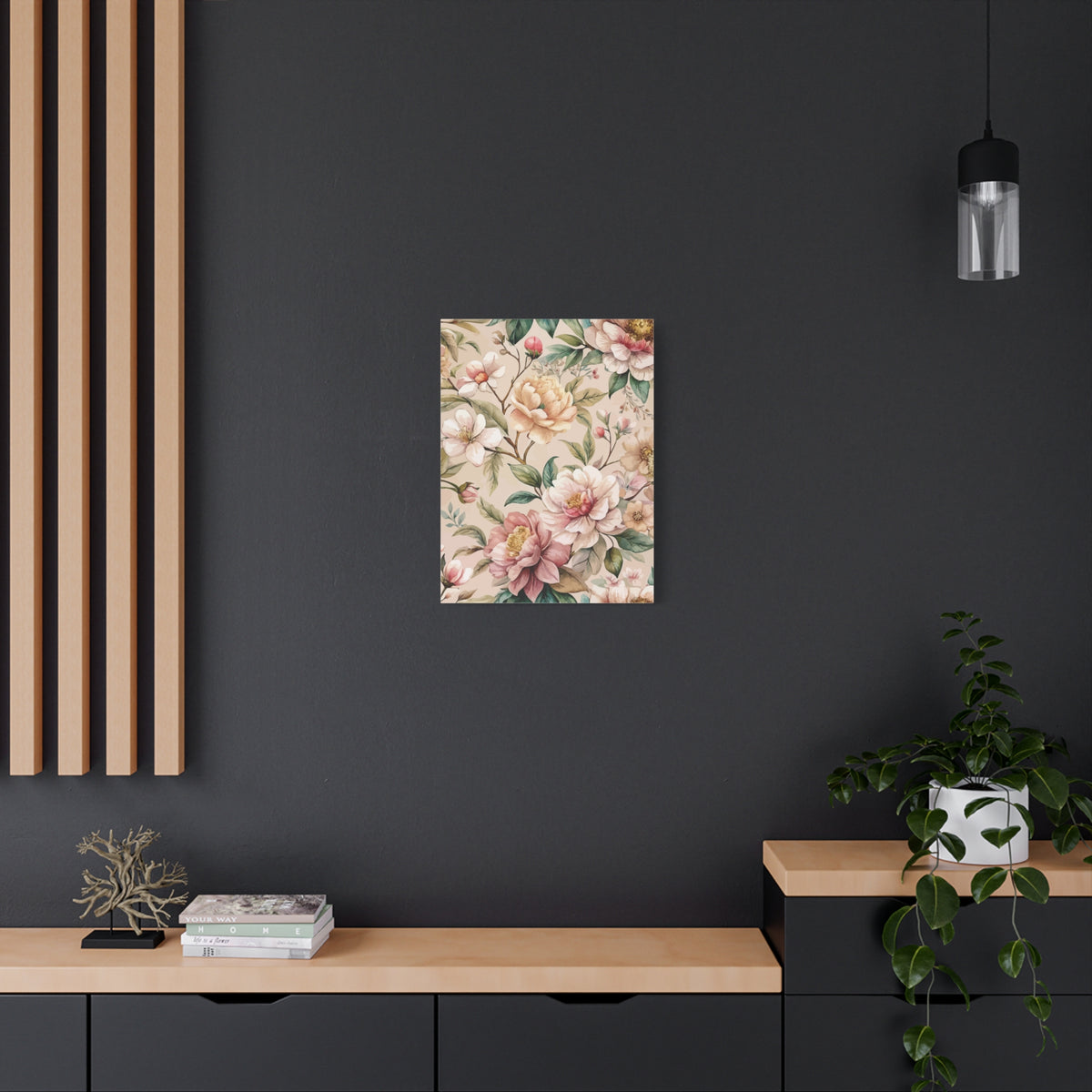 Folk Floral Pattern, Japanese Inspired 01 - 18 in x 24 in Matte Canvas, Stretched, 1.25 in