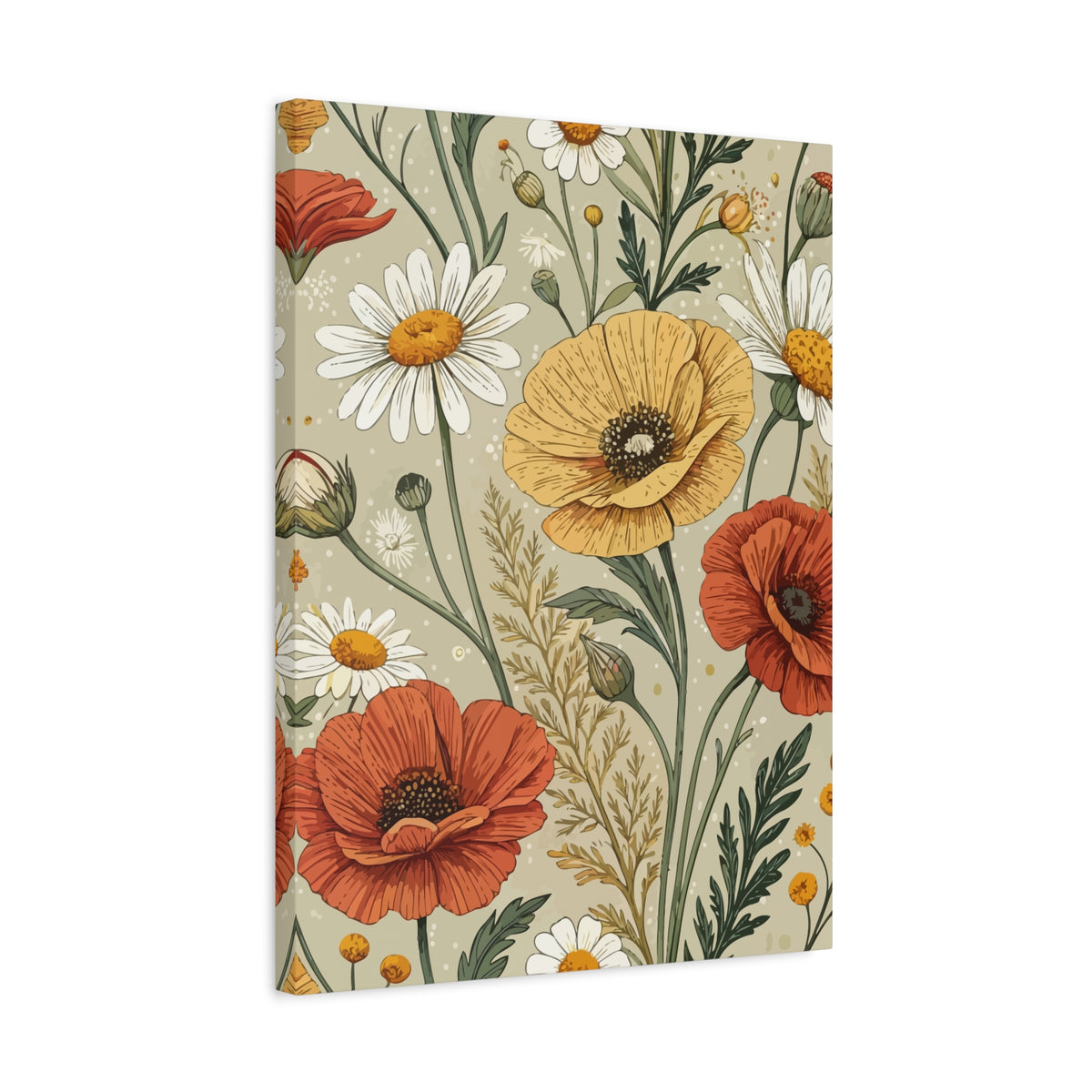 Wildflowers Pattern 044 - 18 in x 24 in Matte Canvas, Stretched, 1.25 in