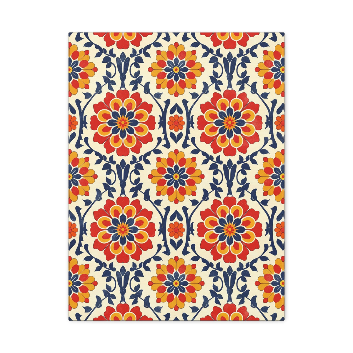 Mexican Floral Fiesta Pattern 047 - 18 in x 24 in Matte Canvas, Stretched, 1.25 in
