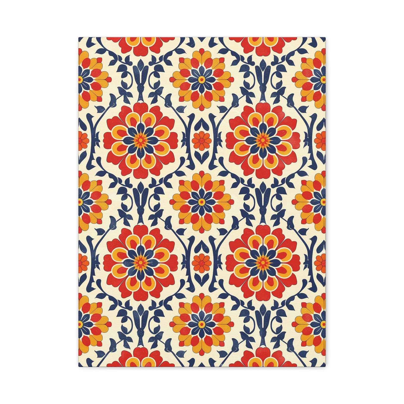 Mexican Floral Fiesta Pattern 047 - 18 in x 24 in Matte Canvas, Stretched, 1.25 in