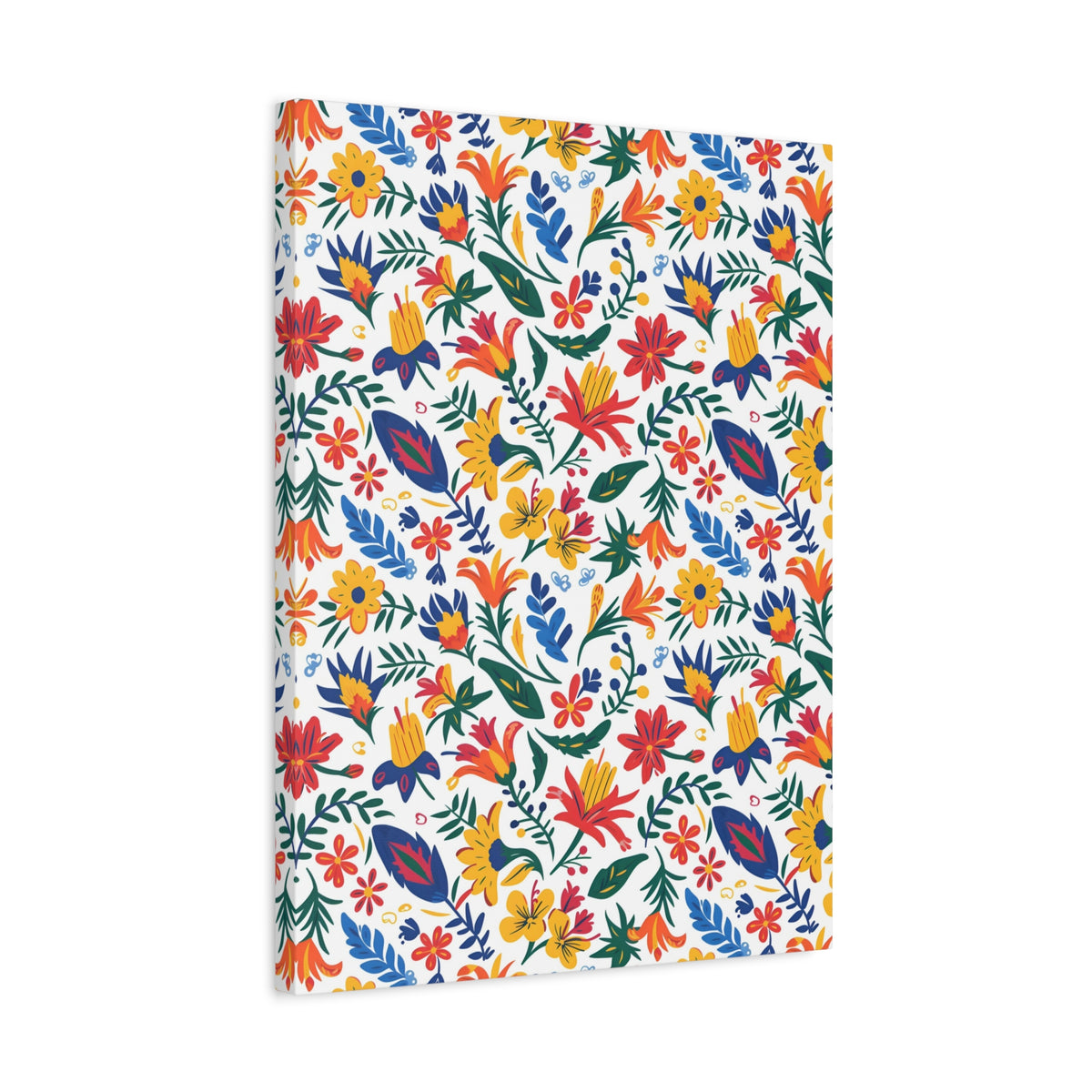 Mexican Floral Fiesta Pattern 021 - 18 in x 24 in Matte Canvas, Stretched, 1.25 in