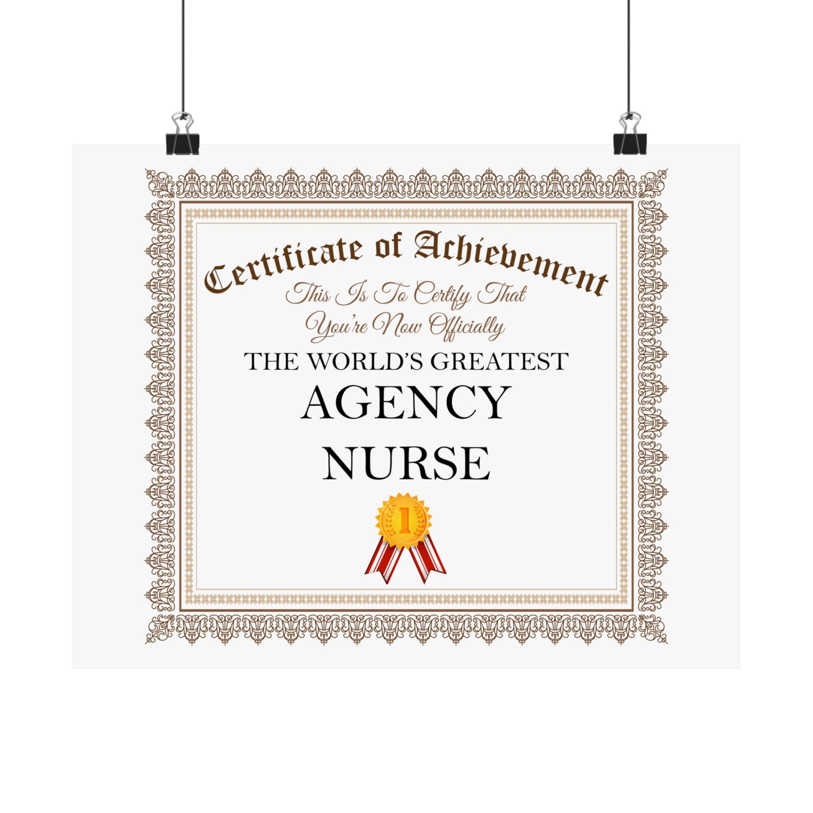 World's Greatest Agency Nurse - 14 in x 11 in Matte Poster