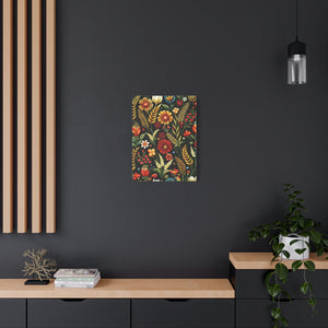 Folk Floral Pattern, Balkan Inspired 01 - 18 in x 24 in Matte Canvas, Stretched, 1.25 in