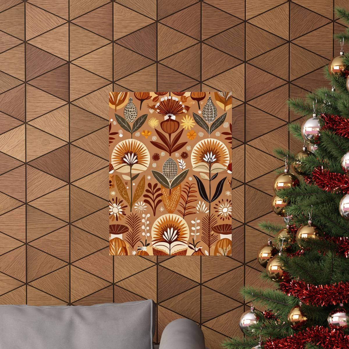 Folk Floral Pattern, African Inspired 01 - 18 in x 24 in Matte Poster