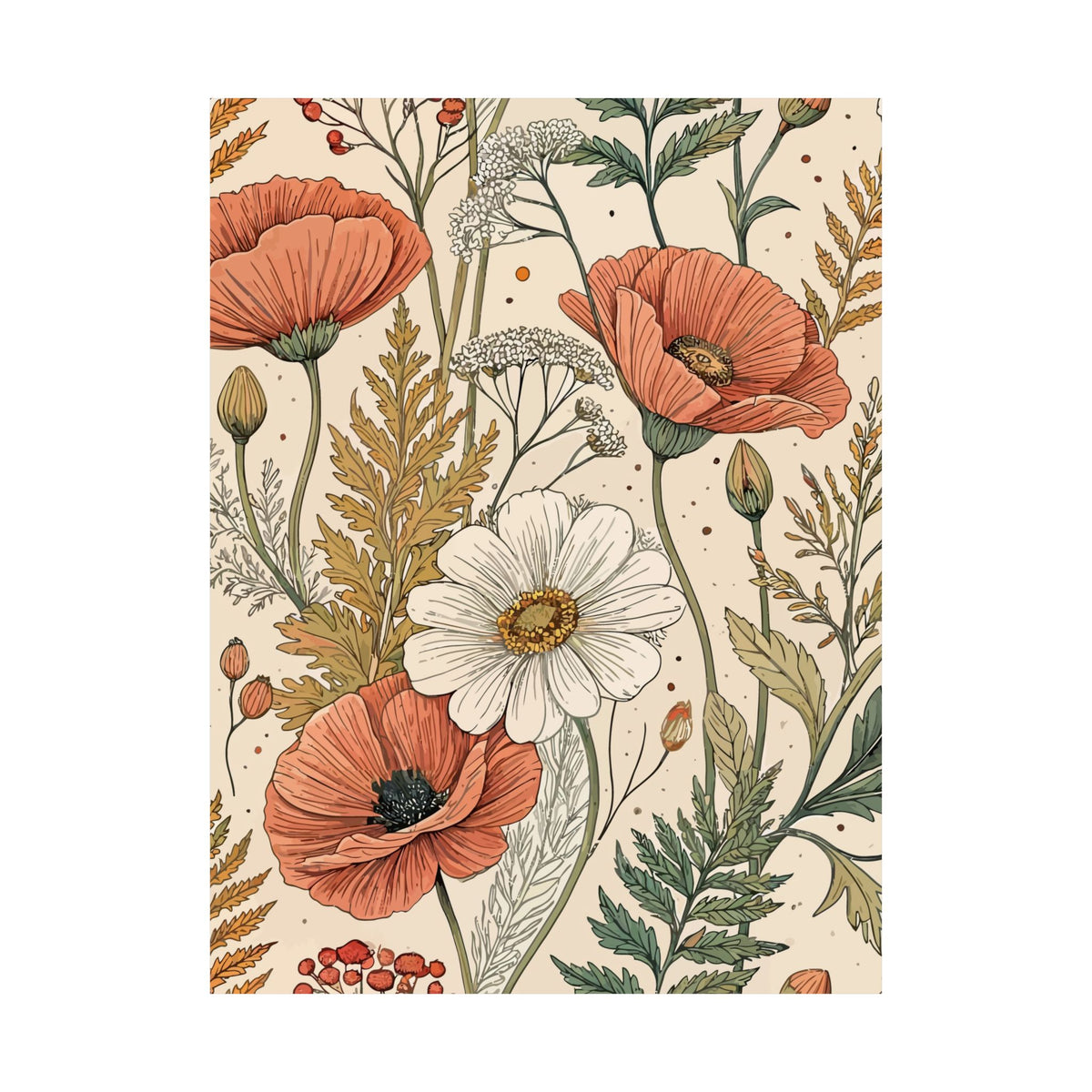Wildflowers Pattern 018 - 18 in x 24 in Matte Poster