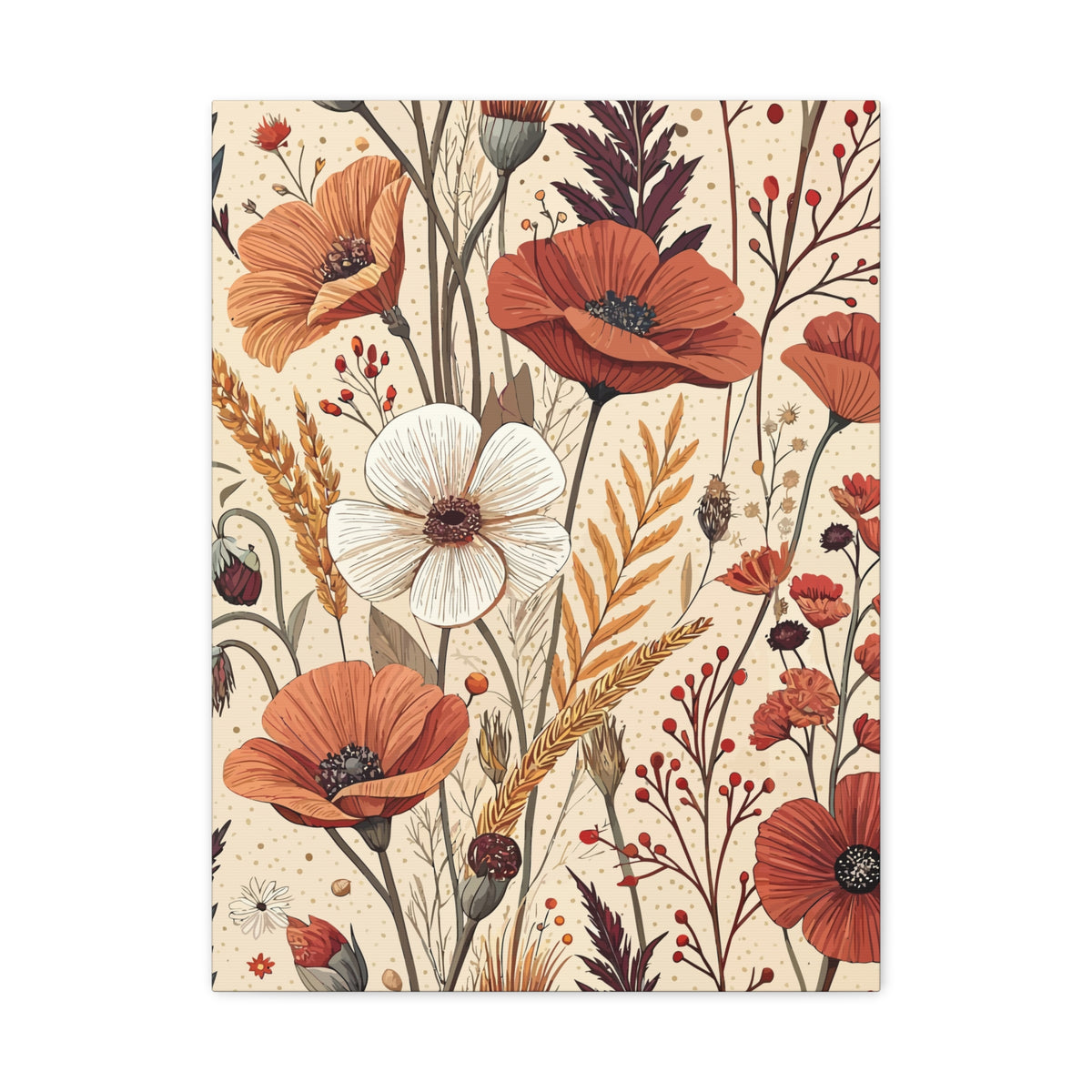 Wildflowers Pattern 035 - 18 in x 24 in Matte Canvas, Stretched, 1.25 in